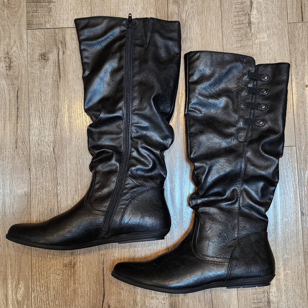 Large Calf Rouched Francie Moto Boots